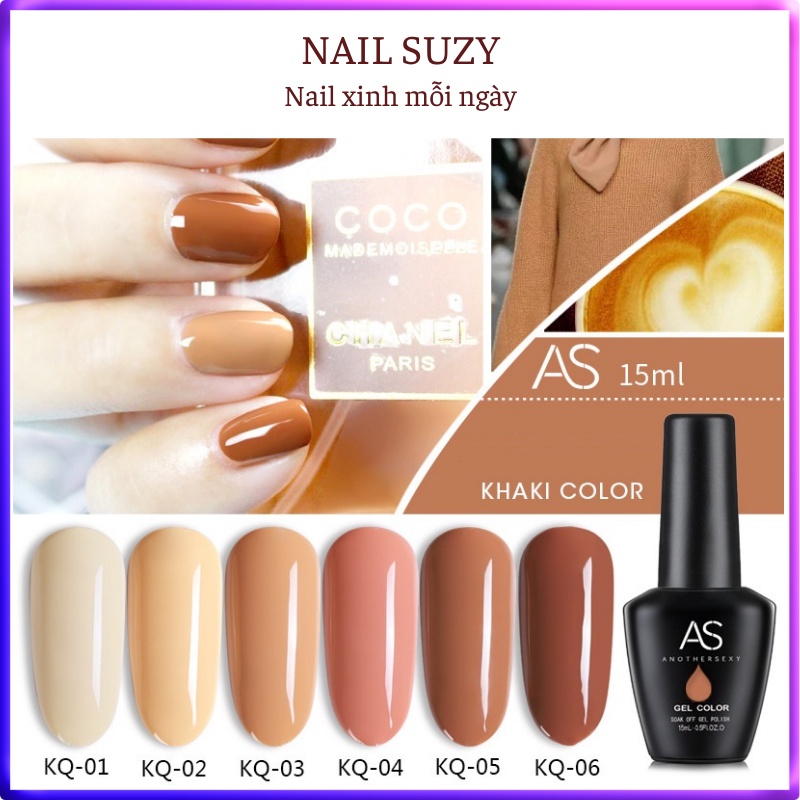 Sơn gel AS sơn nail Sơn móng tay gel dùng máy hơ gel tone nâu kem nâu kẹo sữa NAIL SUZY mã KQ 15ml