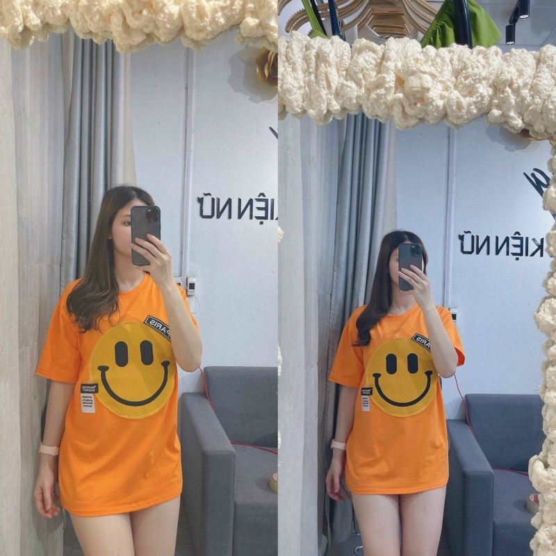 Áo Phông Quảng Châu hình mặt cười thêu siêu hot Hàng L1 chất cotton lạnh