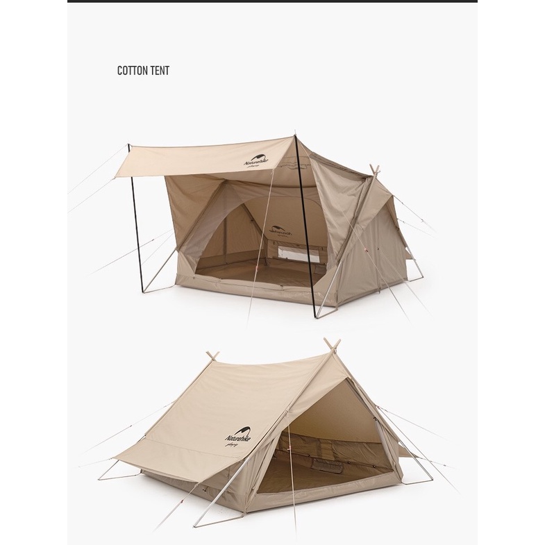 Lều cotton dáng chữ A có mái hiên che nắng Glamping Naturehike NH20ZP011 Campoutvn A401