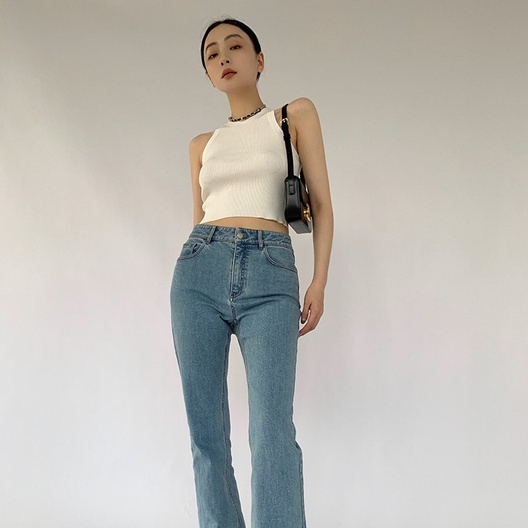 Áo dệt kim ZHELIHANGFEI sát nách dáng ngắn thời trang trẻ trung