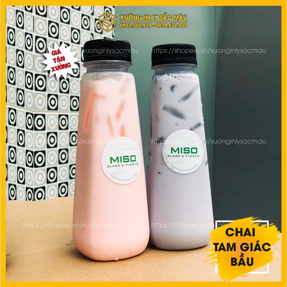 Combo 10 chai nhựa 330ml đựng trà sữa nước ép, chai dày, nhiều mẫu lựa chọn