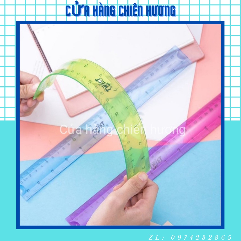 Thước Kẻ Nhựa Dẻo Nhiều Màu 20cm &amp; 30cm