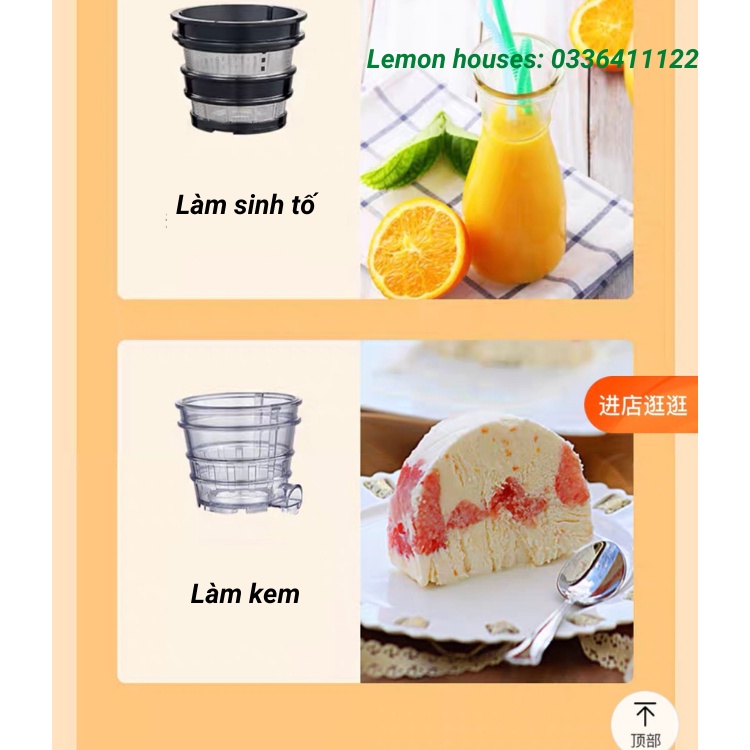 Máy ép chậm Bestaid 3 chức năng ép, làm kem, vắt công suất 300W chính hãng bảo hành 12 tháng