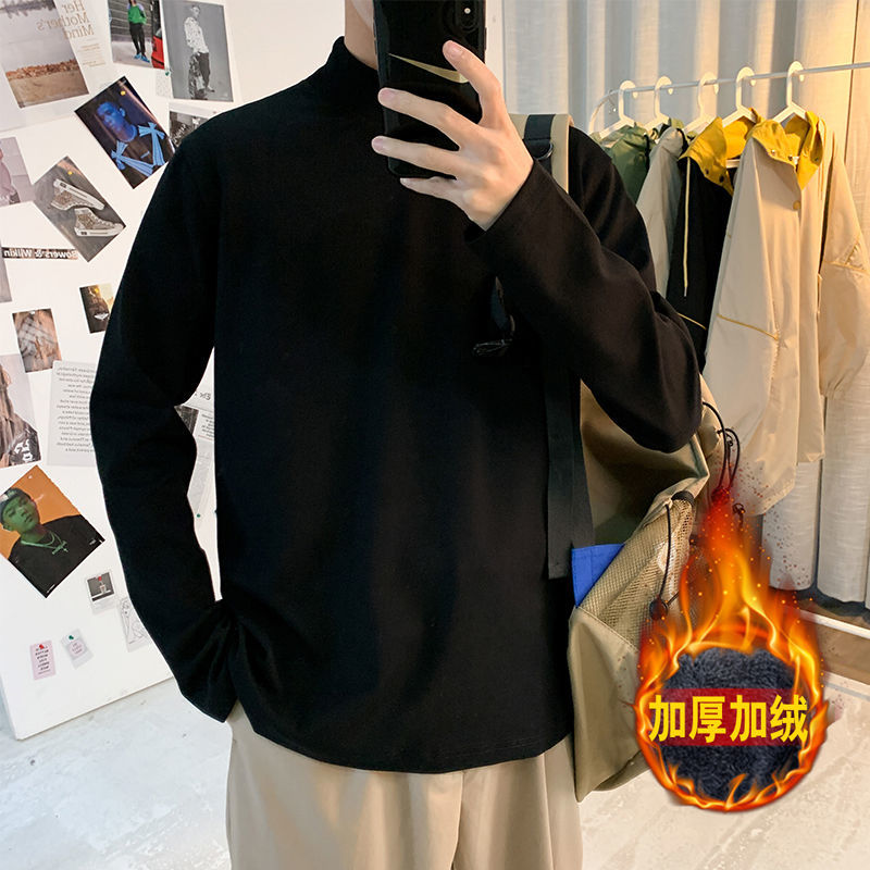 Áo Thun Tay Dài Cổ Cao Phối Nhung Cá Tính Cho Nam Size M-3Xl | BigBuy360 - bigbuy360.vn