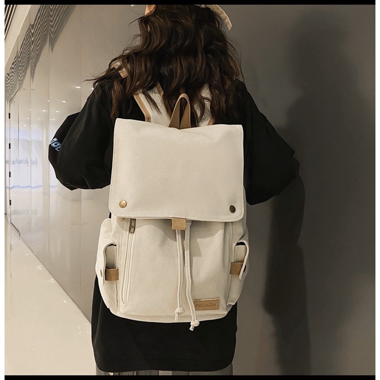 Balo Vải Bố Polyester Canvas Cao Cấp JUST CAMELLIA JA021 thời trang du lịch cặp đi học laptop nam nữ unisex