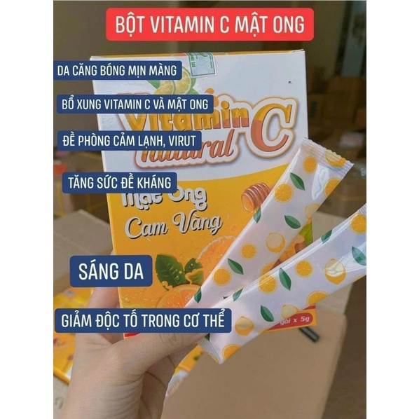 Bột Cam Hòa Tan Natural-C Mật Ong Cam Vàng, Nhiều Vitamin-C Giúp Tăng Sức Đề Kháng