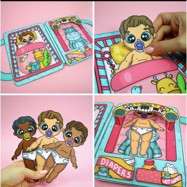 Ngôi nhà búp bê giấy búp bê giấy em bé siêu đáng yêu