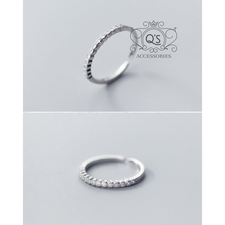 Nhẫn bạc khảm đá nhẫn đính đá tối giản S925 MINIMAL Silver Ring QA SILVER RI180307