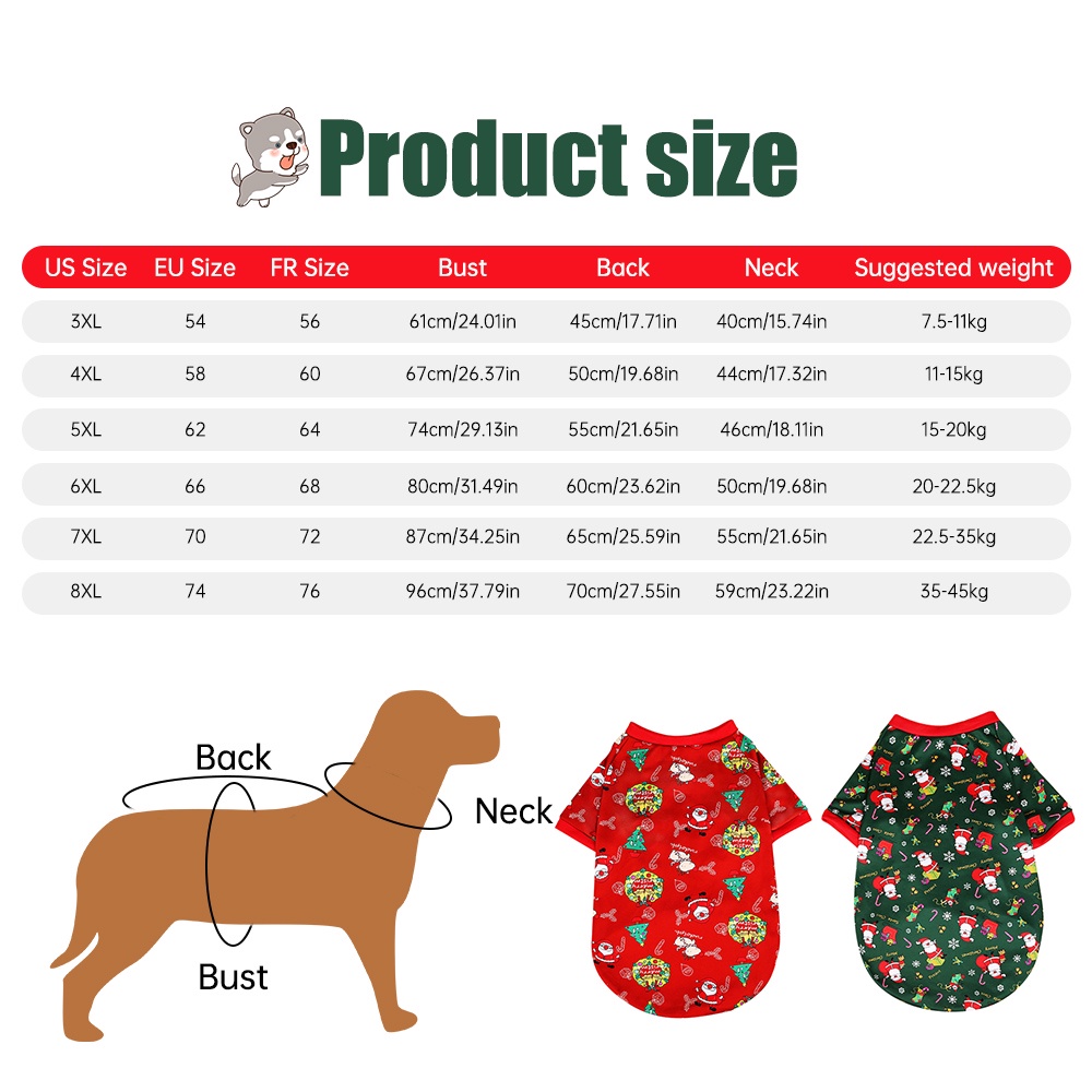 Quần Áo Giáng Sinh Chó Mèo - Áo Quần Noel cho Thú Cưng có Size 4XL cho Thú Cưng Lớn