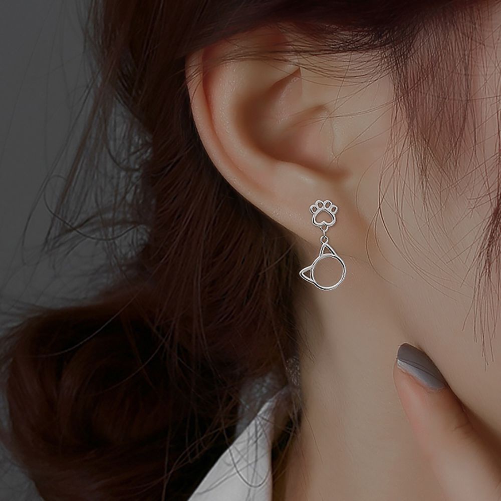 Bông Tai Hình Dấu Chân Mèo Dễ Thương Phong Cách Hàn Quốc Thời Trang Cho Nữ