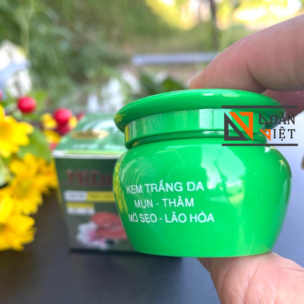 Kem FACE Mụn, Thâm , Đồi mồi, Mờ sẹo, dưỡng da trắng hồng mịn màng Midu A+ 15g . Sữa dê và nấm linh chi an toàn cho da