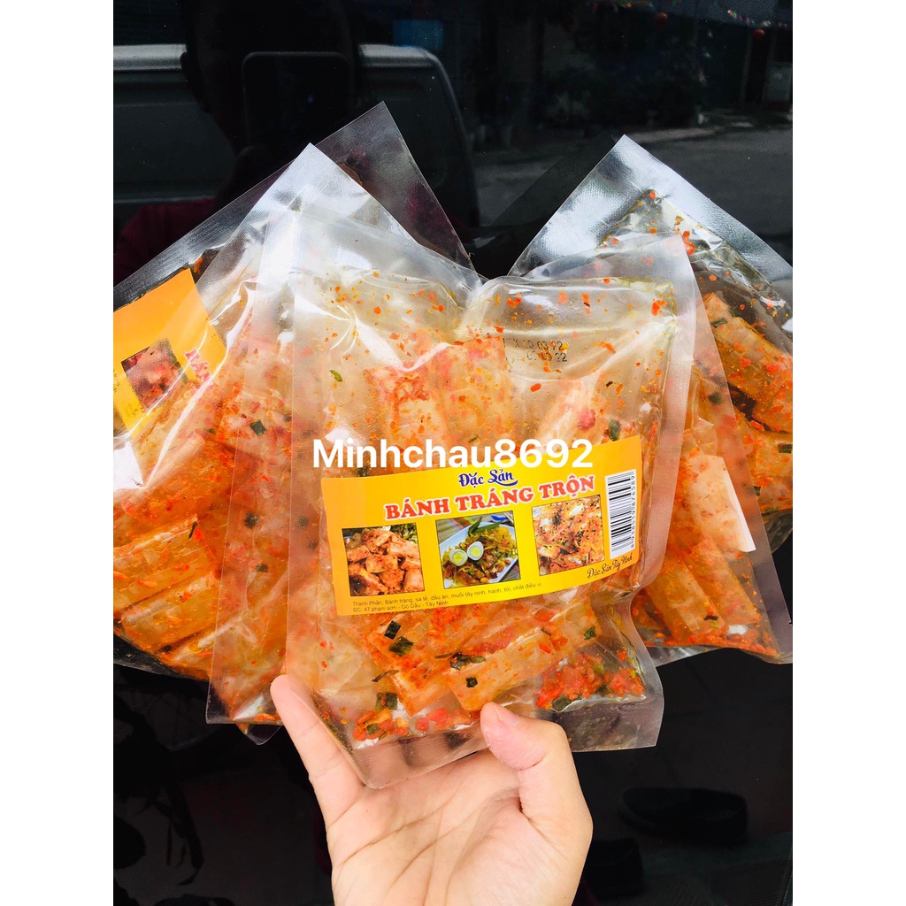 Bánh tráng trộn sate tôm hành