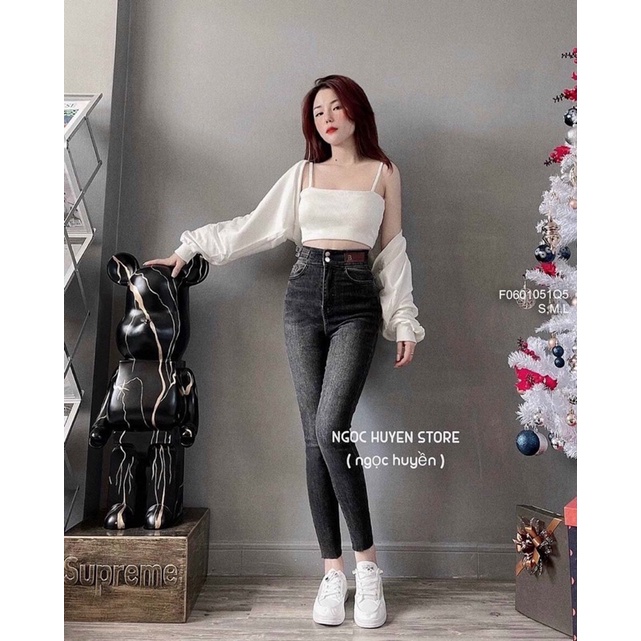 Quần jeans trơn đen xám