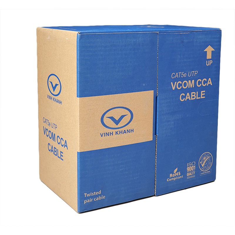 Cáp mạng VCOM Cat5e UTP CCA vỏ PVC (cuộn 305M)