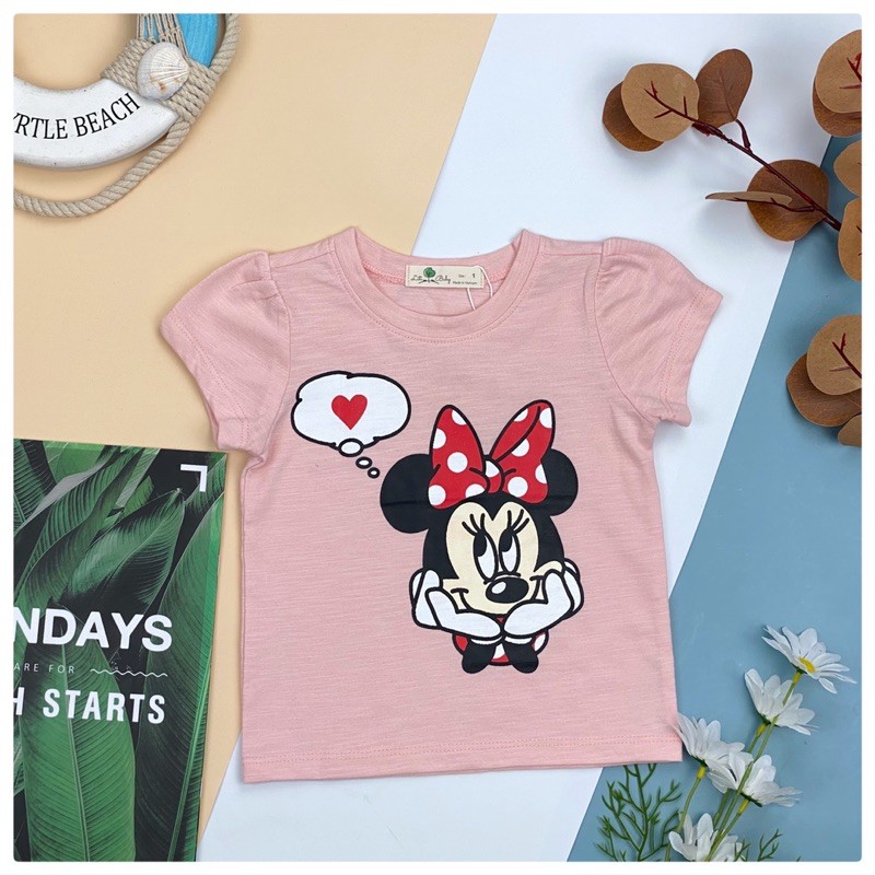 Áo cotton sược cộc tay in hình hoạt hình bé gái size 1-5T, cho bạn từ 9-18kg. Chất cotton sược siêu đẹp, mát, đanh tay