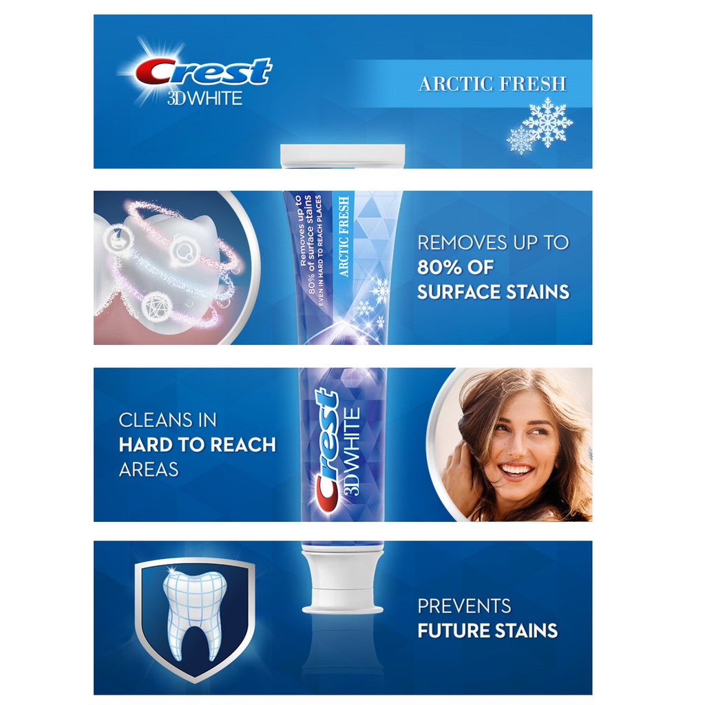 Kem đánh răng Crest 3D White Arctic Fresh [Hàng Mỹ]