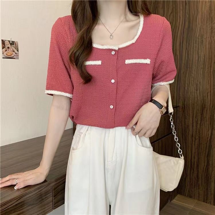 AMOI Áo Sơ Mi Tay Ngắn Họa Tiết Sọc Caro Thời Trang Phong Cách Phương Tây Cho Nữ 2022