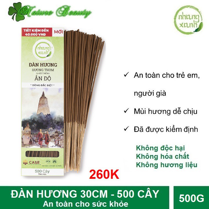 Nhang Đàn Hương Sạch 30cm 500 cây Nhang Xanh không hoá chất an toàn cho sức khỏe