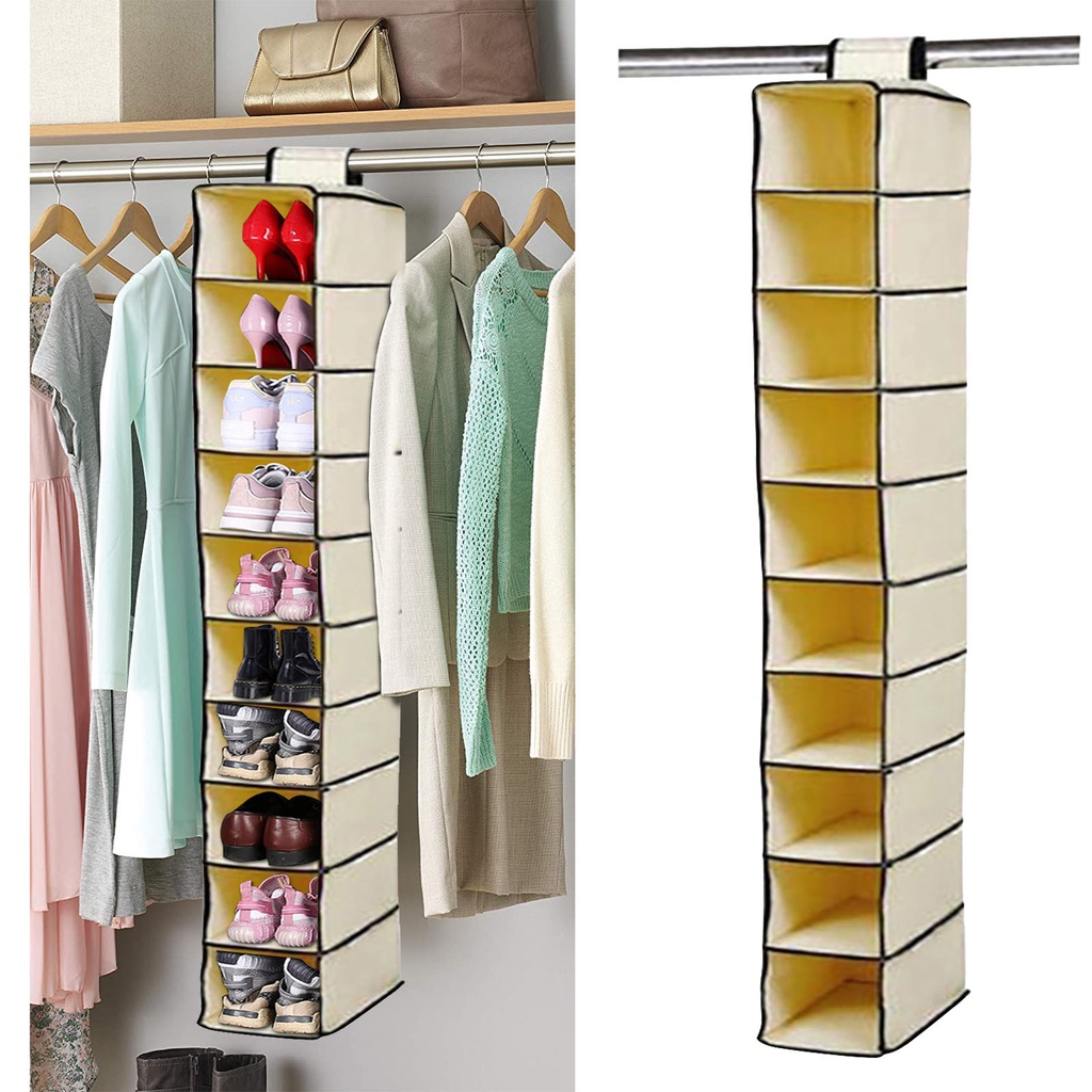 10 lớp Túi treo Giày ngăn kéo Hộp Kệ Giá đỡ Tủ tổ chức Tủ quần áo Tủ cửa Tường Rõ ràng Túi treo Nhiều loại Túi đựng đồ