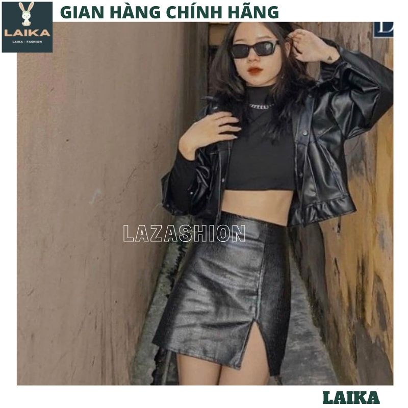 Áo khoác da croptop basic, áo khoác da nữ phong cách cá tính trẻ trung năng động mặc đi chơi đi học đi làm -LAIKA