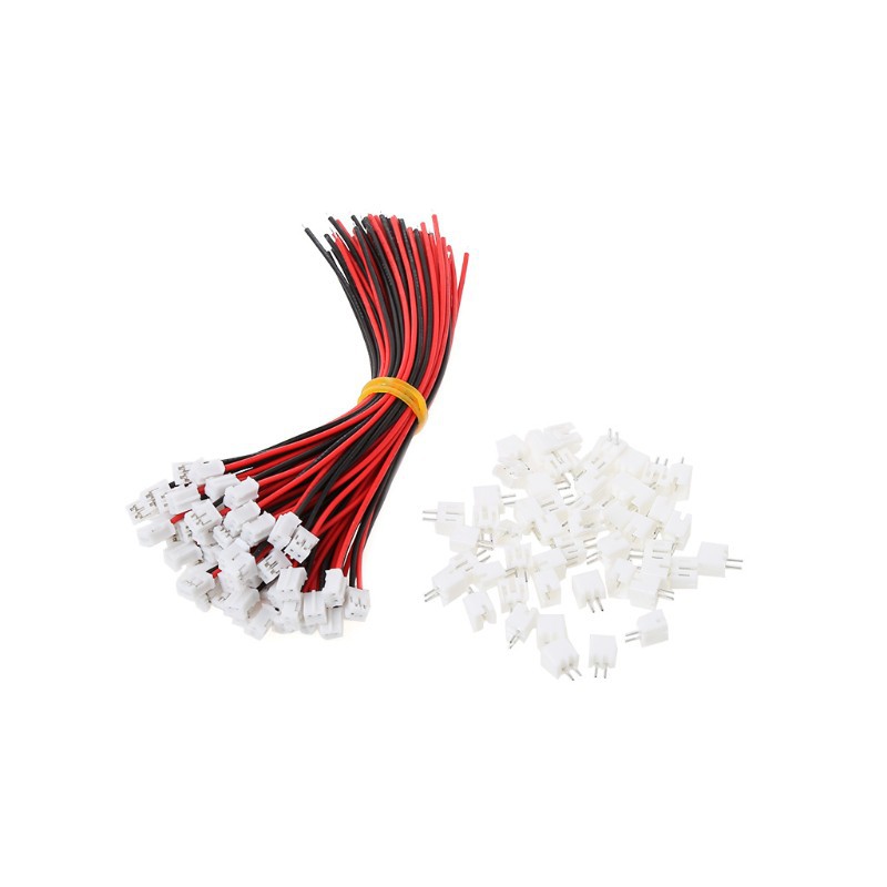 Bộ 100 đầu nối dây điện mini 2 chân JST 2.0 PH 120mm 26AWG