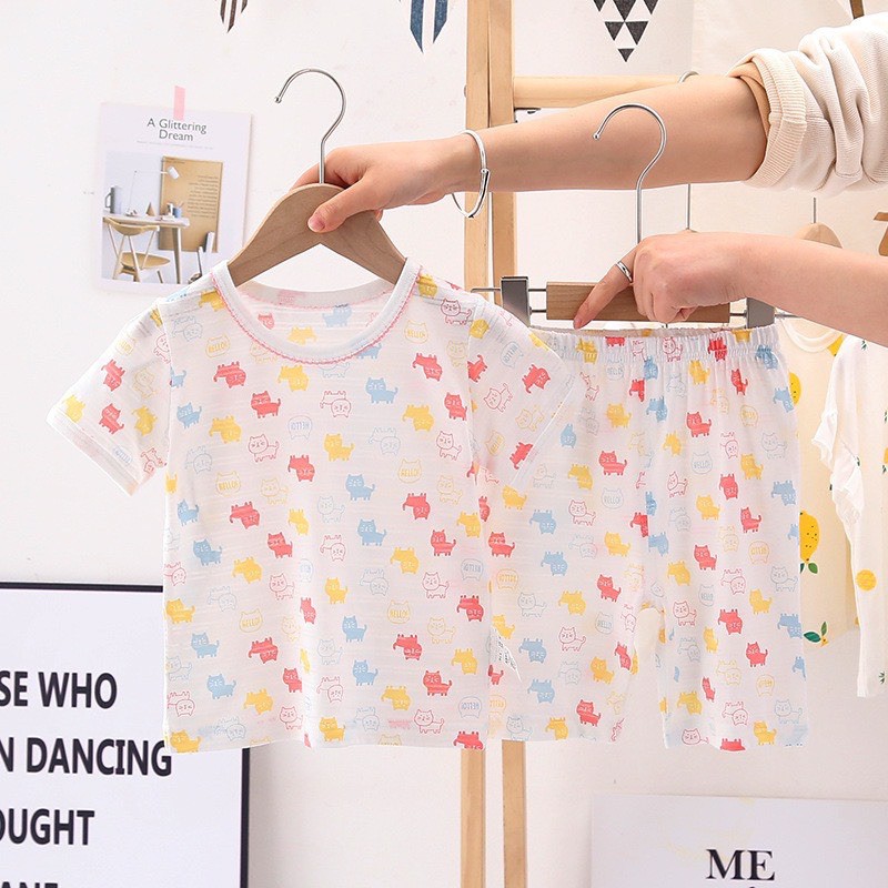 Bộ cộc tay coton giấy bé trai-bé gái hàng xuất nhật