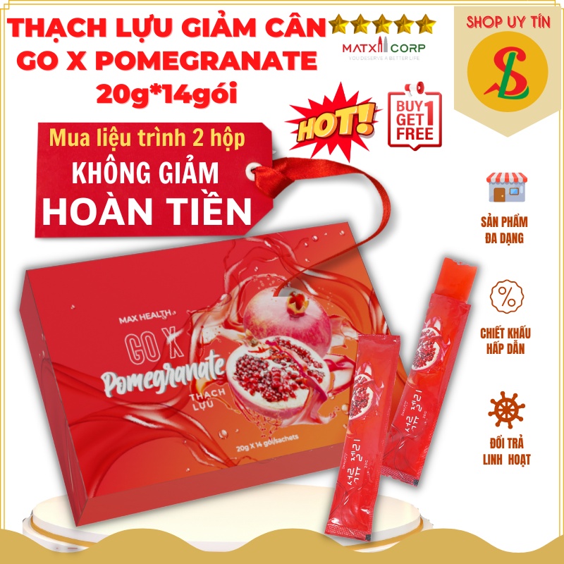 Thạch Lựu giảm cân giảm mỡ bụng đẹp da collagen Go X Pomegranate chính hãng Matxicorp, hộp 14gói 20g NPP Songliemshop