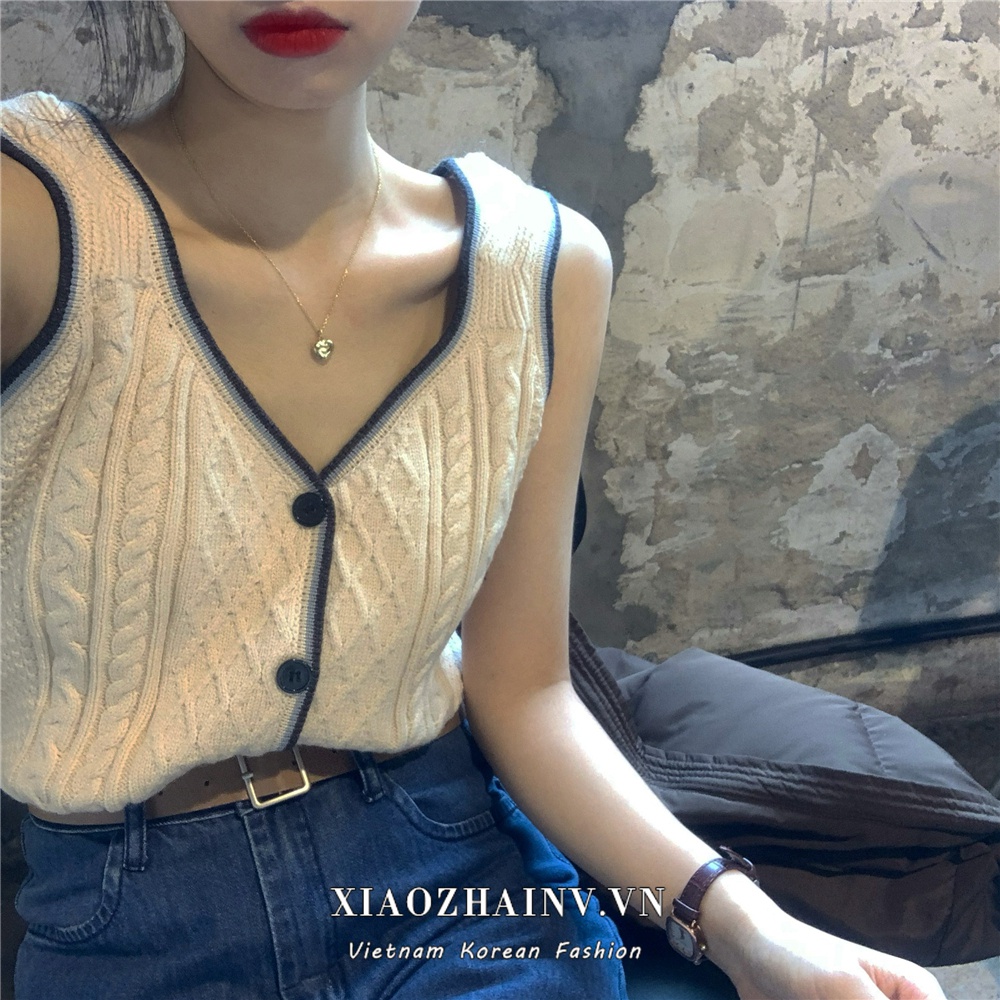 Xiaozhainv Áo Tank Top Dệt Kim Cổ Chữ V Thời Trang Mùa Hè Hàn Quốc Cho Nữ | BigBuy360 - bigbuy360.vn