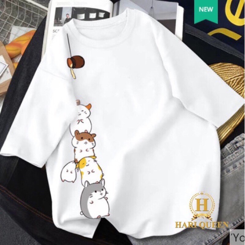 Áo thun tay lỡ form rộng in hình chuột ngộ nghĩnh | BigBuy360 - bigbuy360.vn