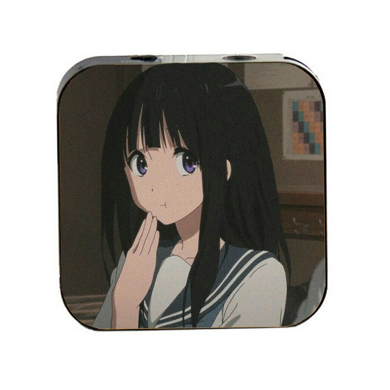 Máy nghe nhạc mp3 in hình KEM ĐÁ HYOUKA anime chibi cầm tay mini tai nghe dây cắm có mic và dây sạc