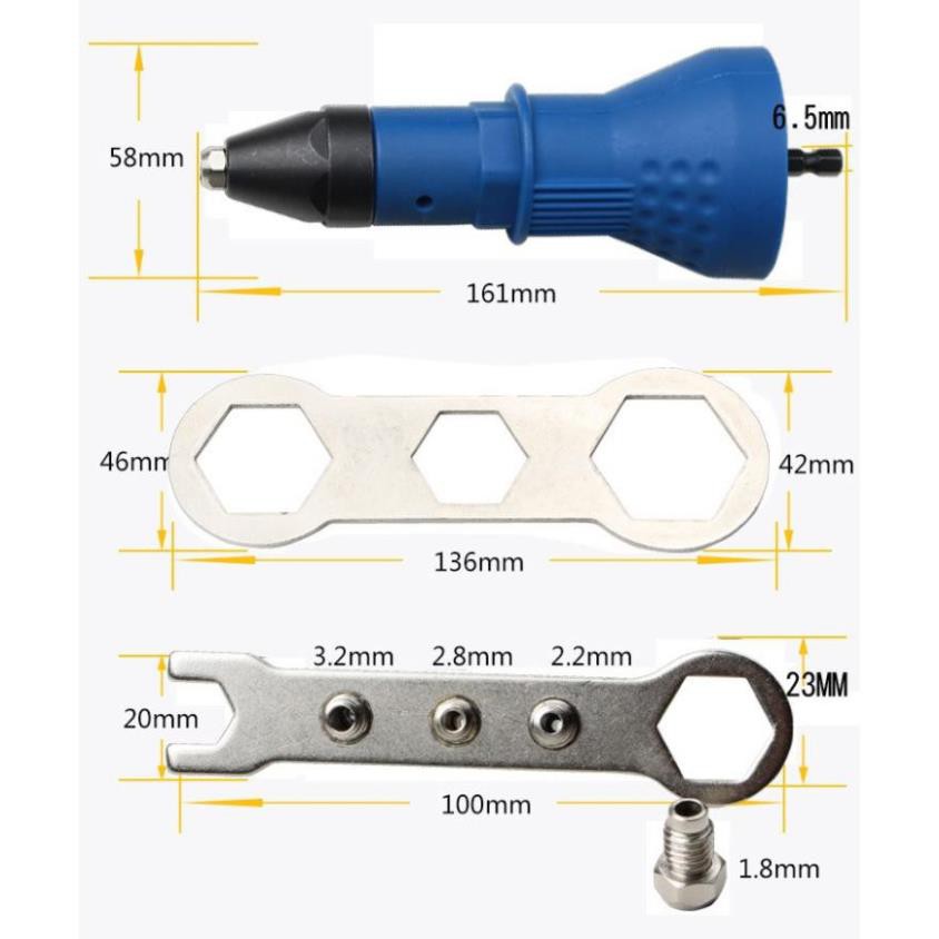 Bộ chuyển đổi Đầu rút rive - đầu rút đinh tán gắn máy khoan tiện lợi