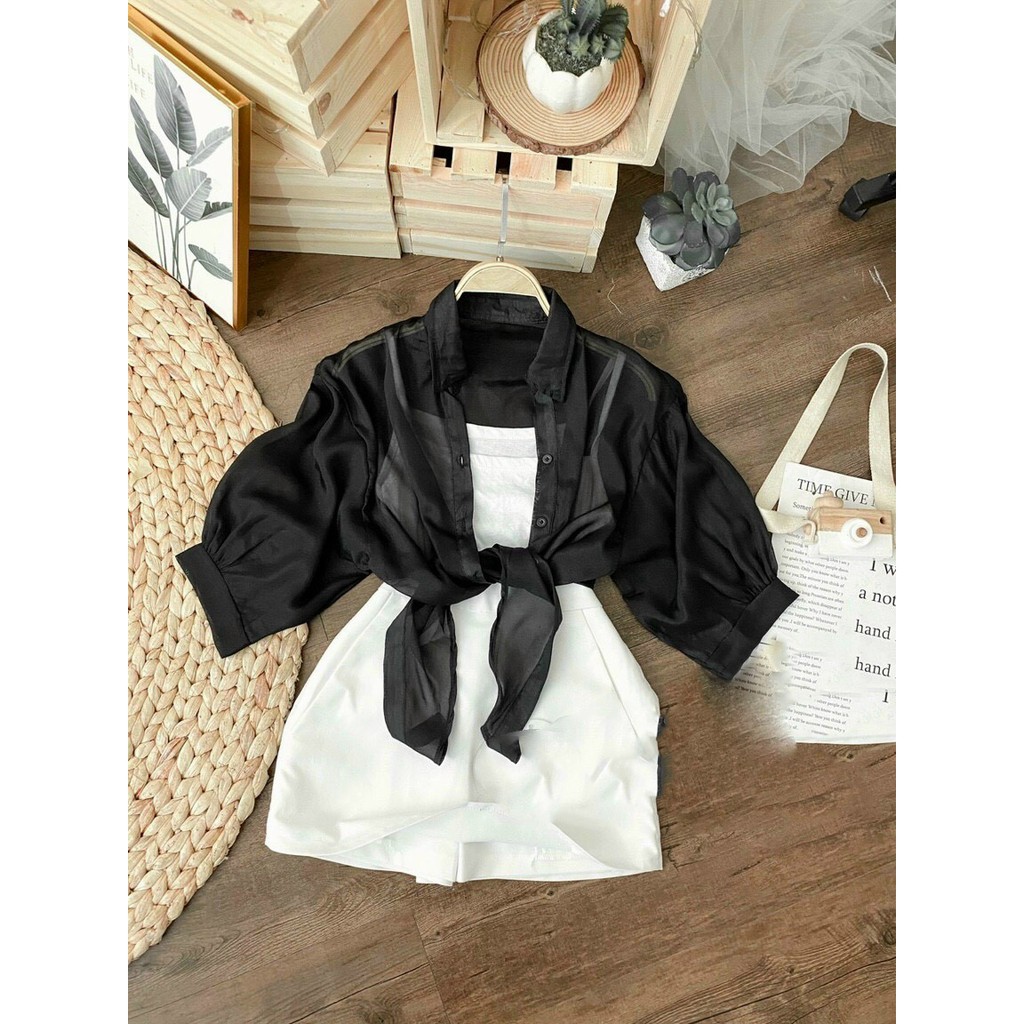 [SP BÁN CHẠY] Áo sơ mi voan cột eo tay ngắn về đủ màu UK154211