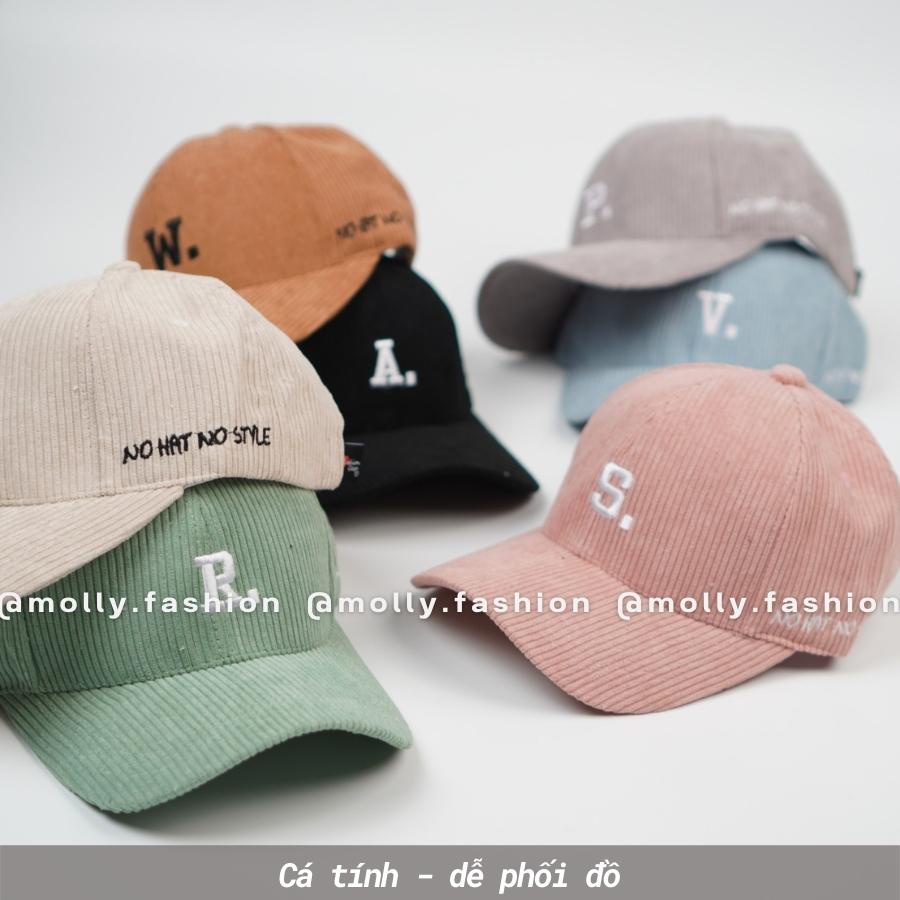 Mũ lưỡi trai Unisex  Nón kết Ulzzang thêu NHIỀU CHỮ nhung tăm cao cấp Molly Fashion – NK10