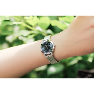 ĐỒNG HỒ NỮ JULIUS JA-732 DÂY THÉP (BẠC MẶT ĐEN)