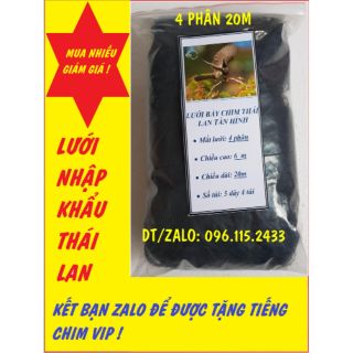 Lưới bẫy chim tàn hình 4 phân 20m bẫy chim sẻ , Trao trảo , chào mào hàng thái lan đã thắt chống gió