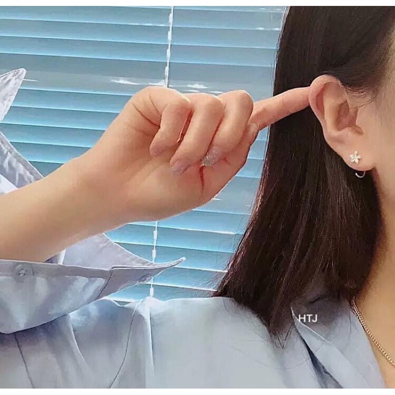Bông tai giá rẻ bạc thật mẫu hoa nhỏ xinh xắn, Chuẩn bạc ta sáng đẹp/ Trang sức bạc JQN