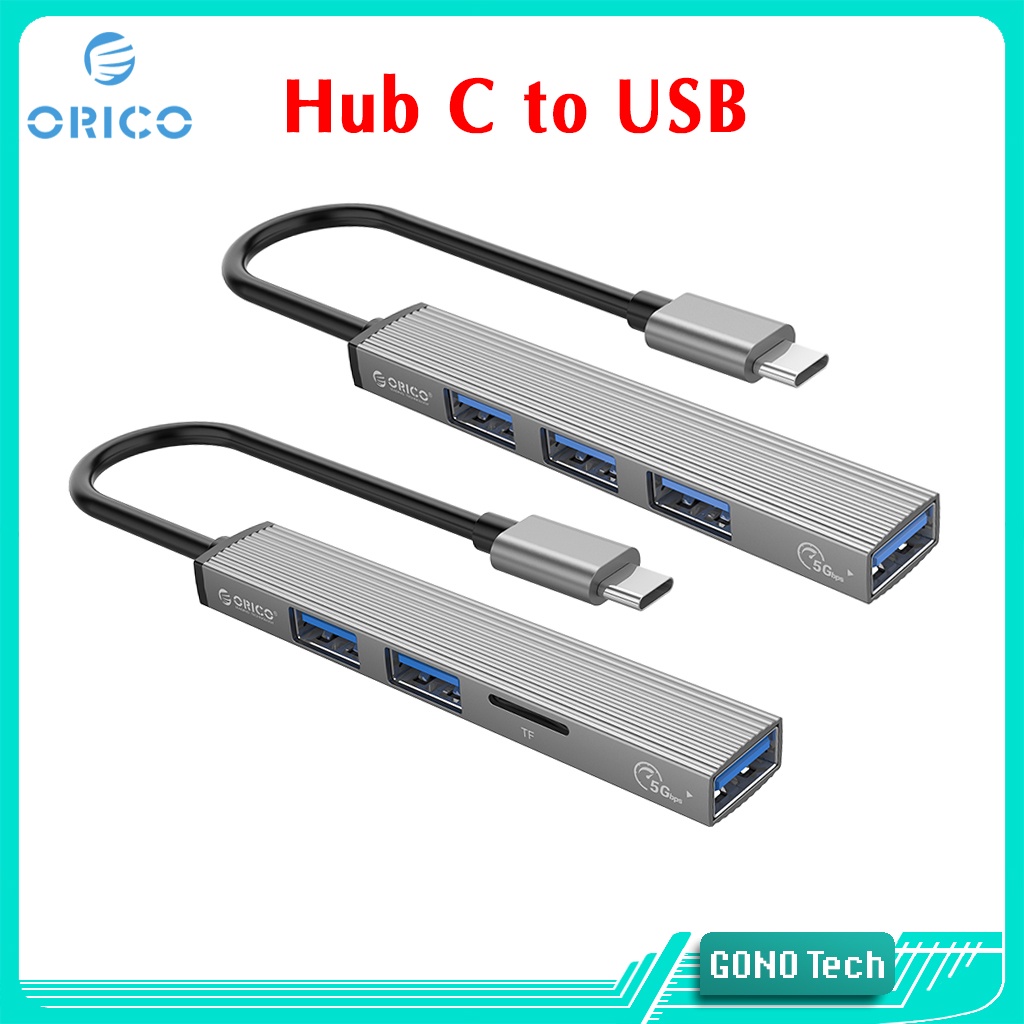 Hub chia USB Type-C sang USB-A MicroSD/TF 3.0 ORICO AH-12F AH-13 USB-C to Type-A Cho Macbook Laptop PC Smartphone Tablet