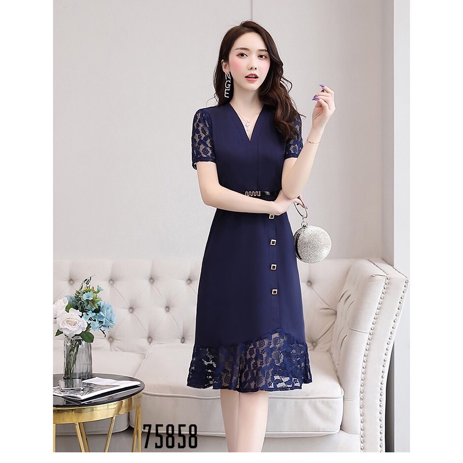 ĐẦM THUN NHẬP PHỐI REN TẶNG KÈM THẮT LƯNG CAO CẤP 75858 | BigBuy360 - bigbuy360.vn