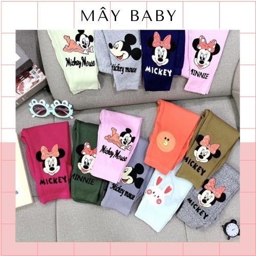 Quần legging rời Mickey&Minnie chất liệu tăm zip mềm mịn cho bé gái Thu-Đông 2022