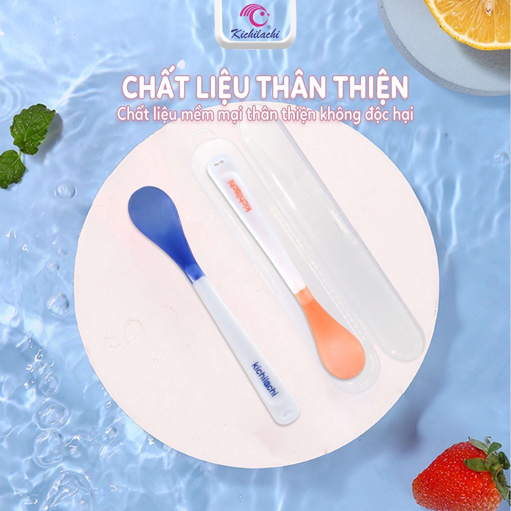Hộp Thìa báo nóng , thìa ăn dặm cho bé thương hiệu Kichilachi