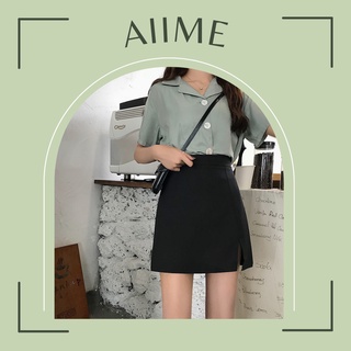 Chân váy ngắn chữ A/ Chân váy chữ A dáng ngắn xẻ tà trước kèm quần trong