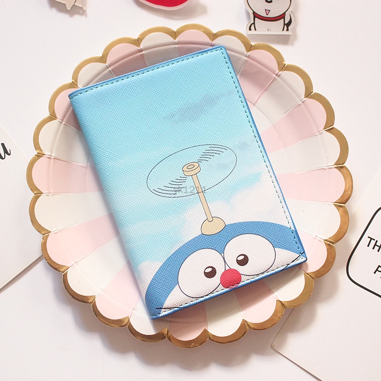 Doraemon Túi Đựng Hộ Chiếu / Vé / Hộ Chiếu Họa Tiết Hoạt Hình Đơn Giản Giá Đỡ