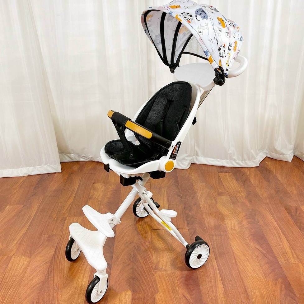 Xe đẩy cho bé M8 gấp gọn 2 chiều ghế nhiều chế độ nằm ngả có đệm full mái che.