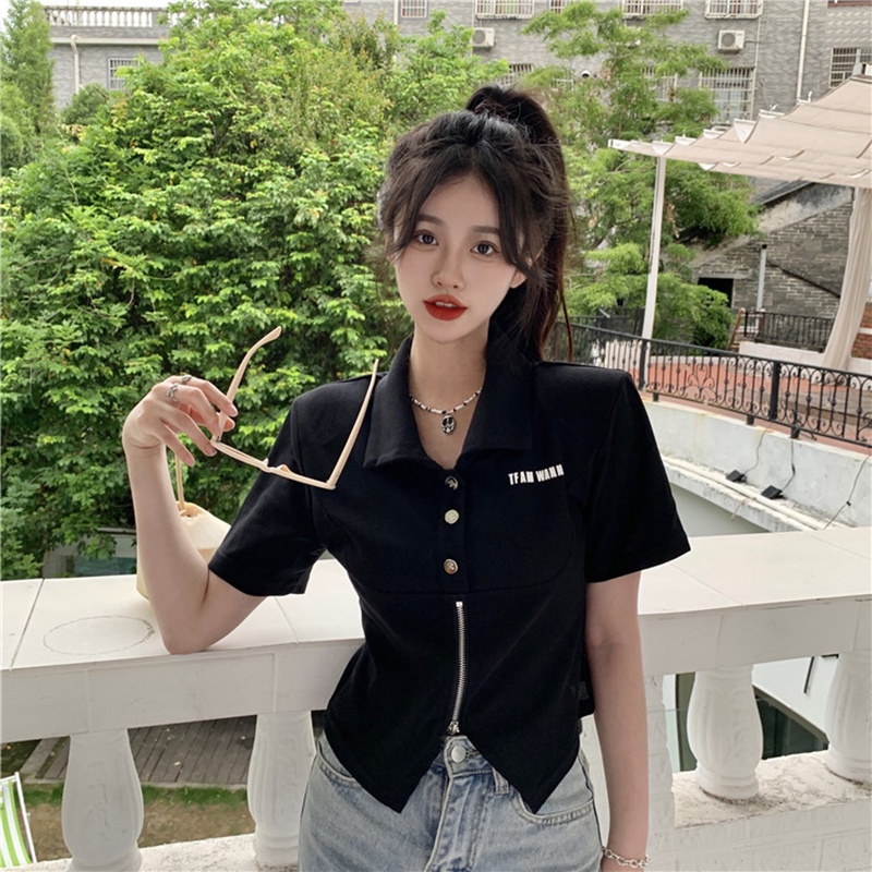 Áo Thun Tay Ngắn Cổ POLO Phong Cách Hàn Quốc Thời Trang Cho Nữ