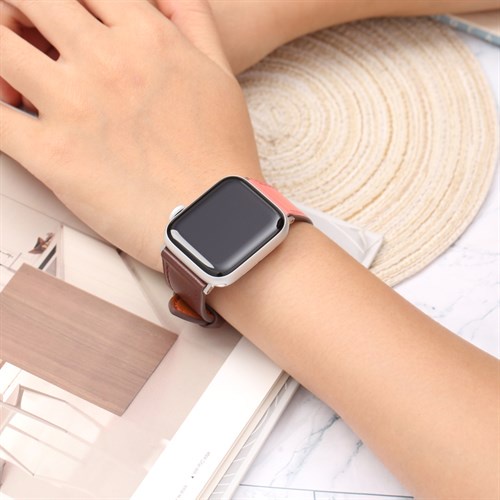 Dây da MVW cho đồng hồ Apple 40 mm hồng nâu M07-04-40