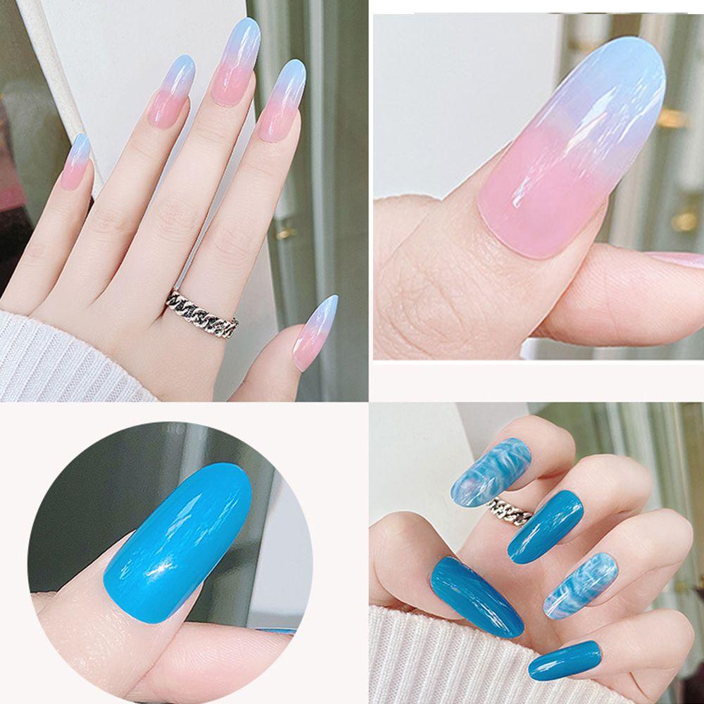 Bộ Móng Tay Giả 24 Móng / Tấm Che Phủ Toàn Diện In Họa Tiết Kẻ Ô Gợn Sóng Phong Cách Pháp DIY