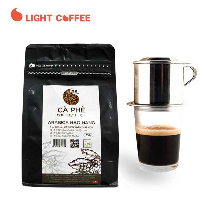 [Mã FMCGM25 - 10% đơn 150K] Gói 250g - Cafe hạt nguyên chất 100% Arabica Hảo Hạng - Light coffee