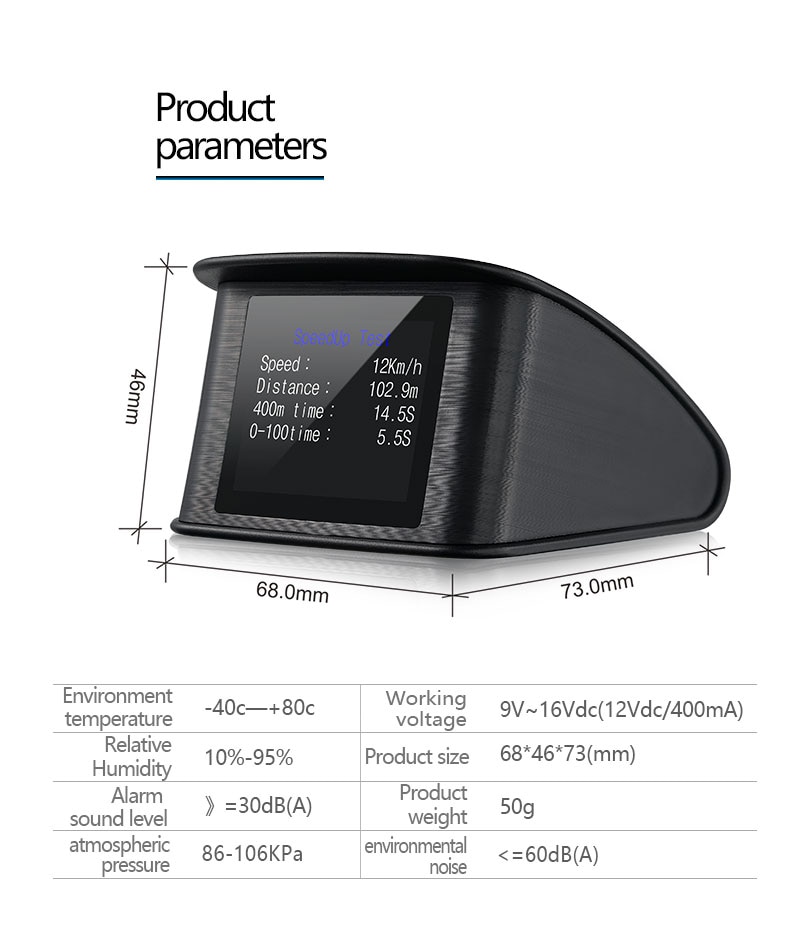 P10 Ô tô OBD2 Head Up Display Đồng hồ tốc độ kỹ thuật số Mức tiêu thụ nhiên liệu Điện áp Nhiệt độ theo dặm Kính chắn gió Máy chiếu