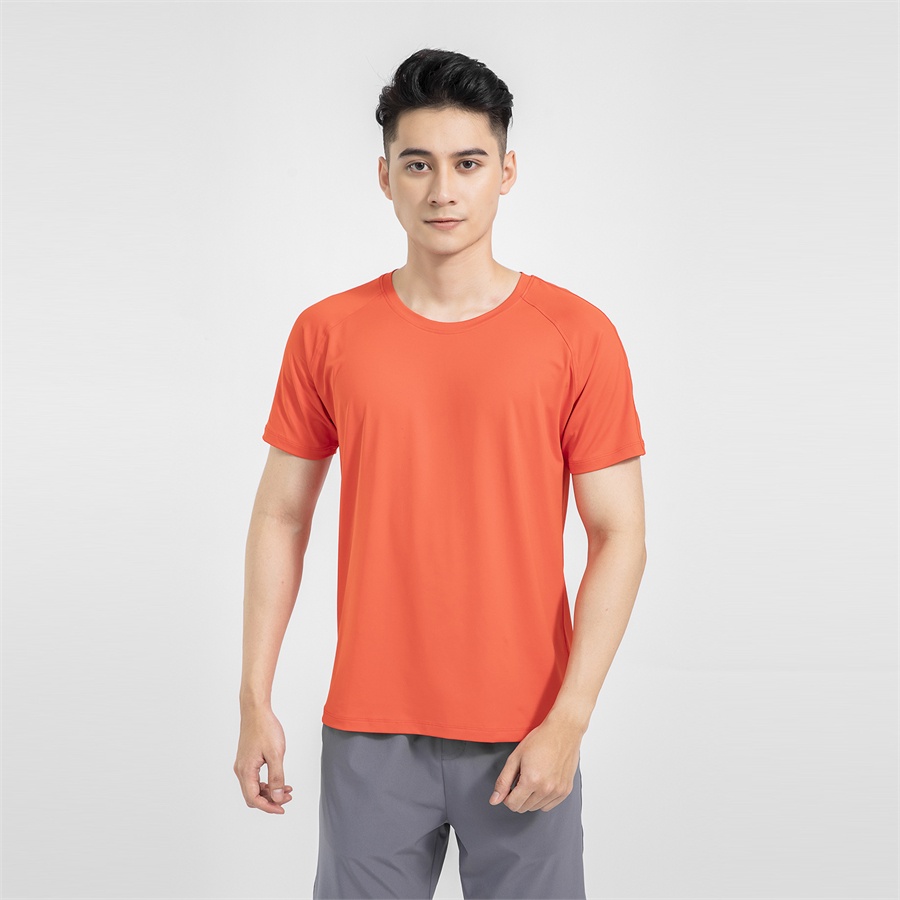 Áo thun nam ngắn tay ARISTINO thiết kế basic dễ mặc, chất áo bền màu,  chống nhăn - ATS027S1 màu cam
