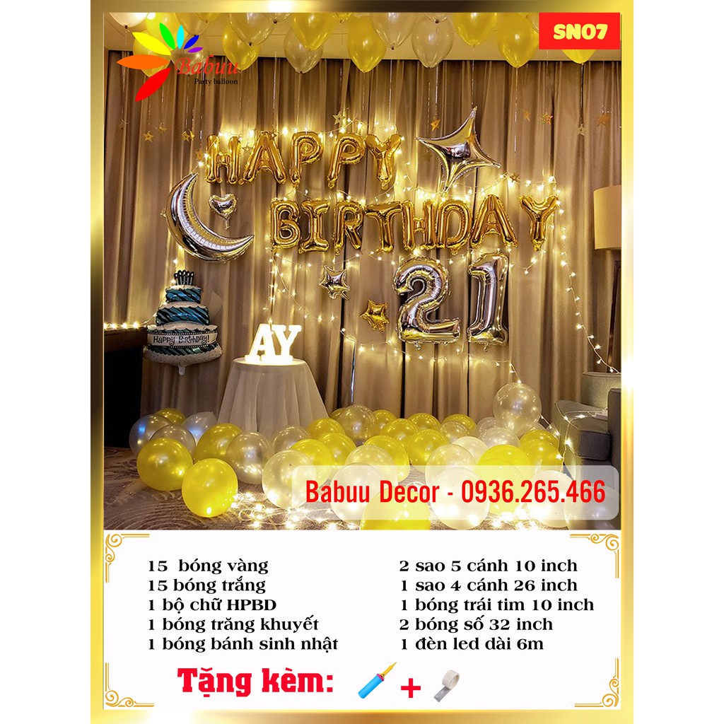 Set bóng trang trí sinh nhật TẶNG PHỤ KIỆN